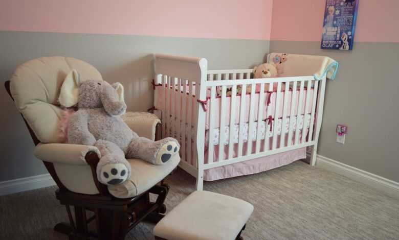 nursery, crib, chair