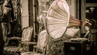 flea market, gramophone, music