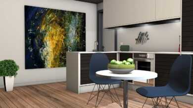 kitchen, living room, 3d mockup