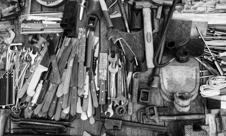 tools, knives, wrenches