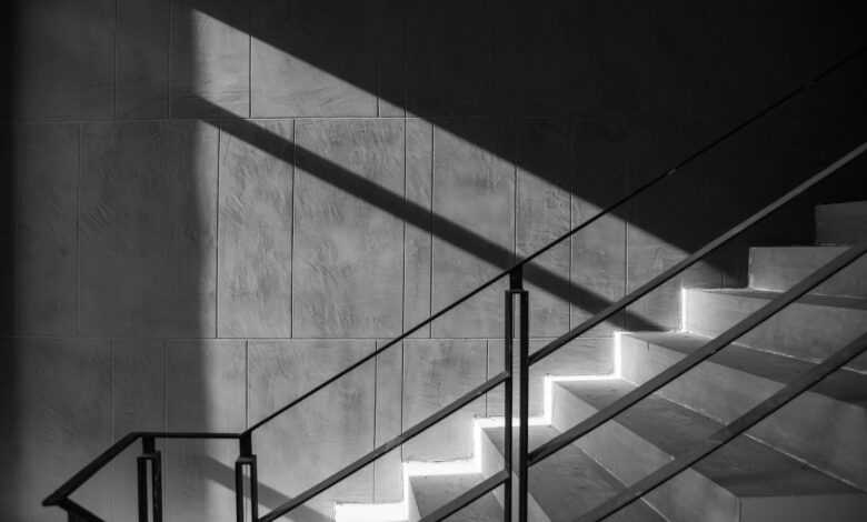 grey concrete stairs