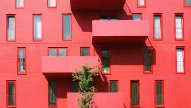 red high rise building