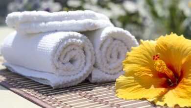 towel, hibiscus, clean