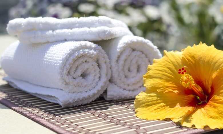 towel, hibiscus, clean