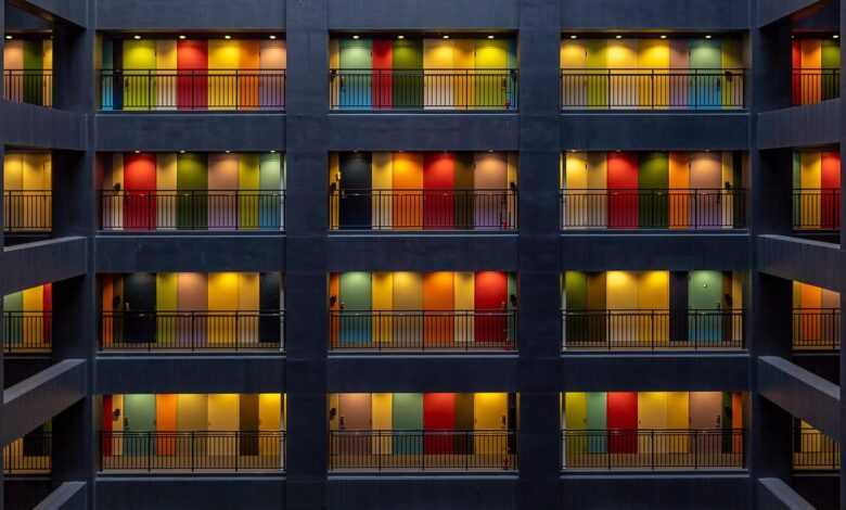 apartment, colorful building, residential building