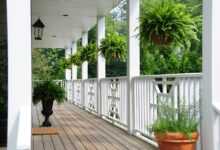 railing, porch, flowers