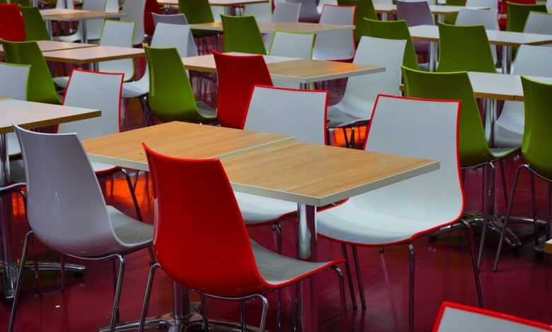 tables, chairs, sitting area