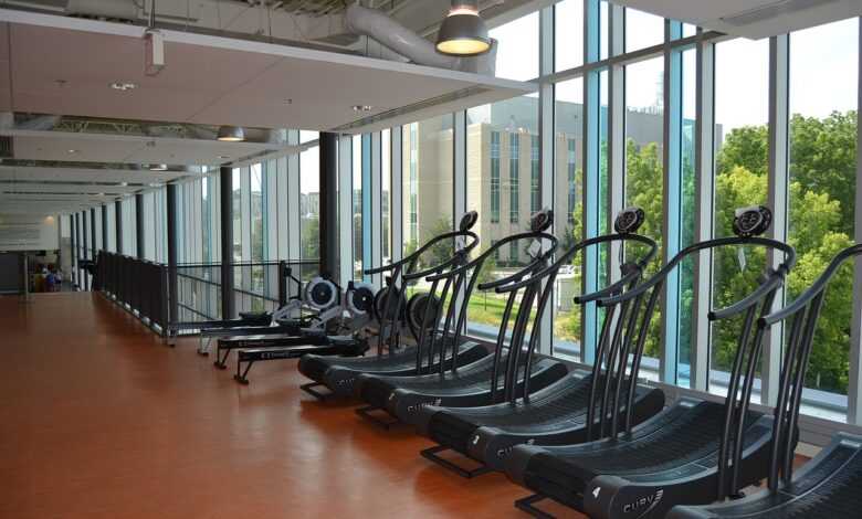 gym, exercise equipment, treamills