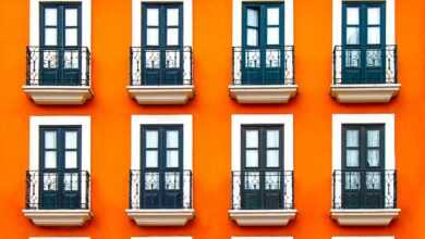 windows, orange, facade