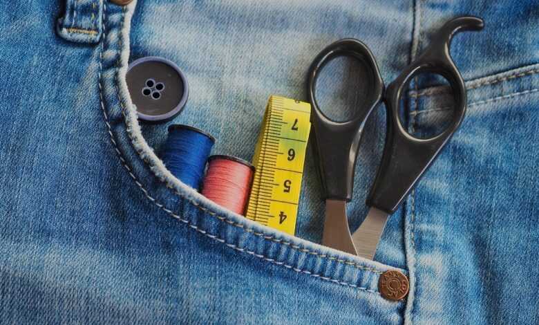 jeans, sewing supplies, sew