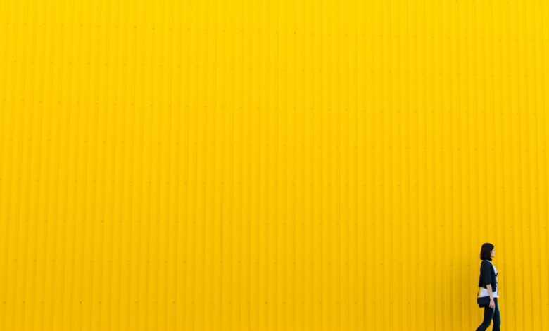 yellow, wall, girl